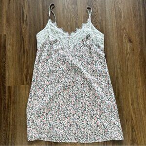 Abercrombie & Fitch Floral Lace Satin Slip Cami Mini PJ Dress Size Small